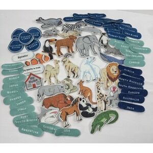 VTG Felt Die Cut Outs Geography Animals World Globe Teachers Aid Bulletin Board‎